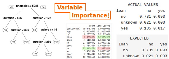 Variable Importance methods include Trees, Regression coefficients, and chi-square test